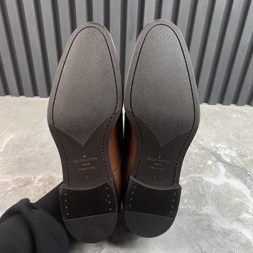 Dress Shoes Derby Cap Toe Brown Patina Taiga Leather 4012 фото