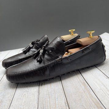 Damier Infini Tasseled Moccasin Brown Leather