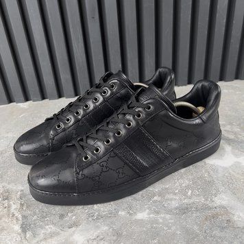 Vimtage Ace Web Sneakers GG Imprim&eacute; Signature Black Leather