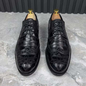Derby Wingtip Crocodile Black Leather