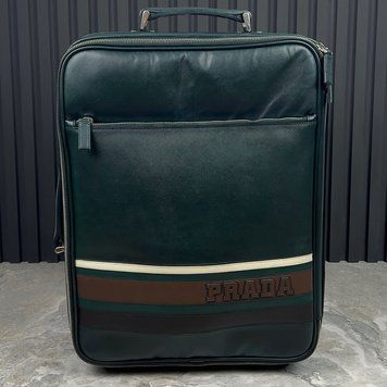 Suitcase Wheeled Carry-On Green Saffiano Leather 25"