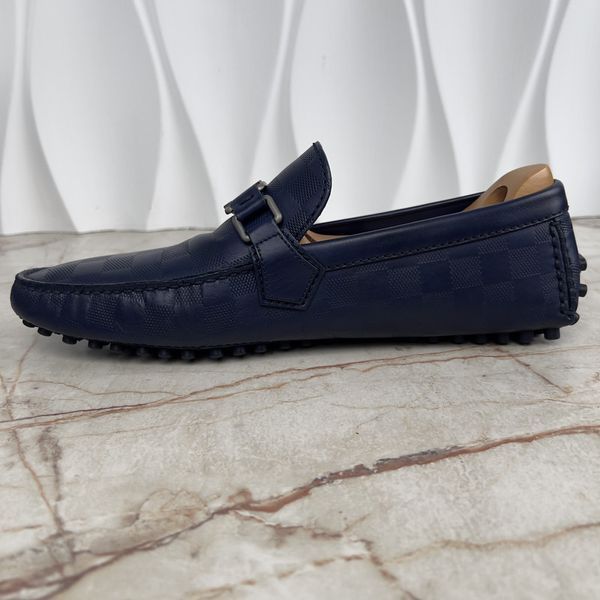 Louis Vuitton Hockenheim Damier Infini мокасини сині шкіряні 3878 фото