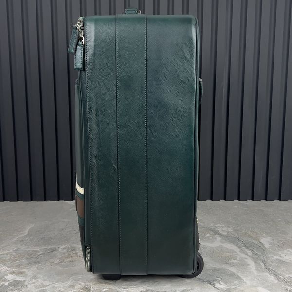 Suitcase Wheeled Carry-On Green Saffiano Leather 25"
