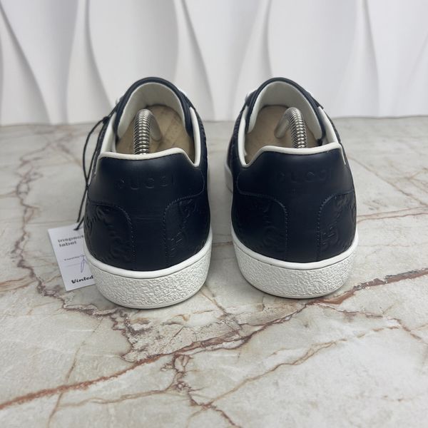 Ace Web GG Monogram Sneakers Blue Leather