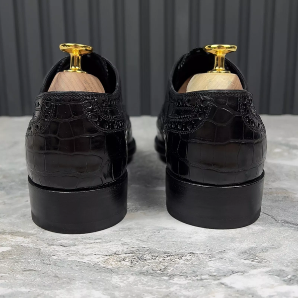 Derby Wingtip Crocodile Black Leather