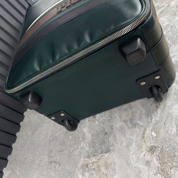 Suitcase Wheeled Carry-On Green Saffiano Leather 25"