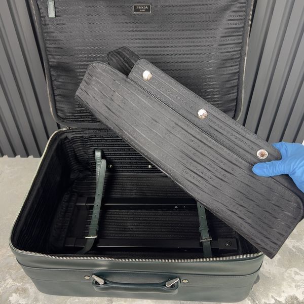 Suitcase Wheeled Carry-On Green Saffiano Leather 25"