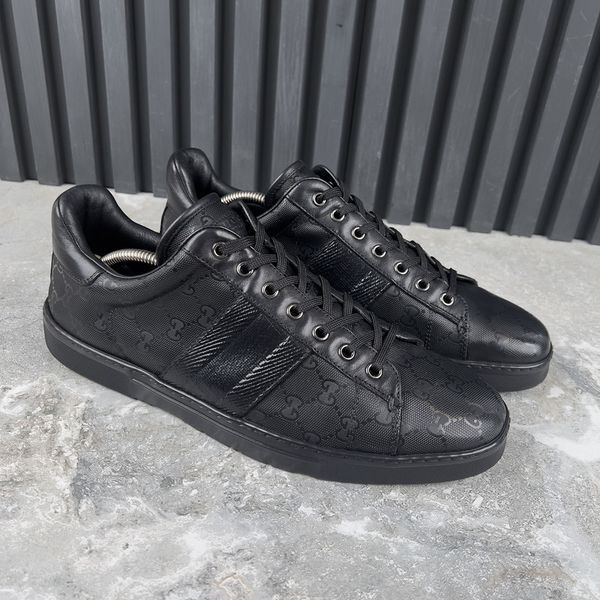 Vimtage Ace Web Sneakers GG Imprim&eacute; Signature Black Leather