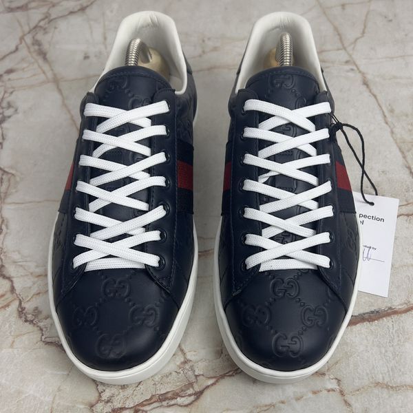 Ace Web GG Monogram Sneakers Blue Leather