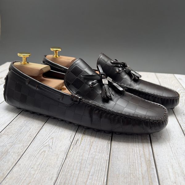 Damier Infini Tasseled Moccasin Brown Leather