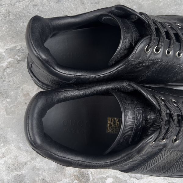 Vimtage Ace Web Sneakers GG Imprim&eacute; Signature Black Leather