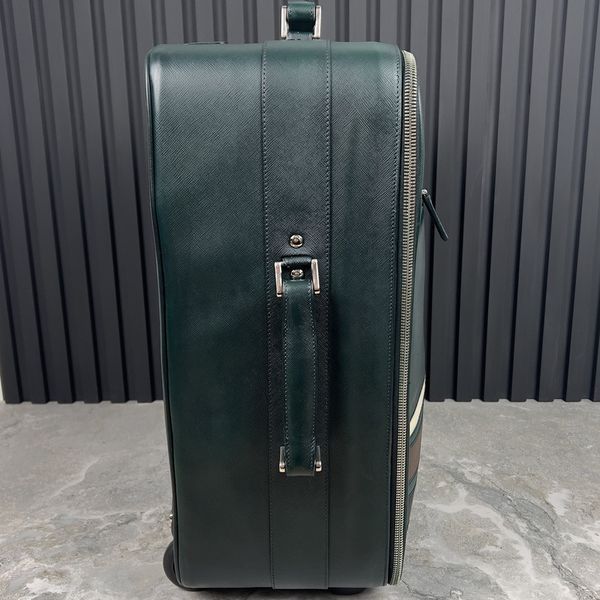 Suitcase Wheeled Carry-On Green Saffiano Leather 25"