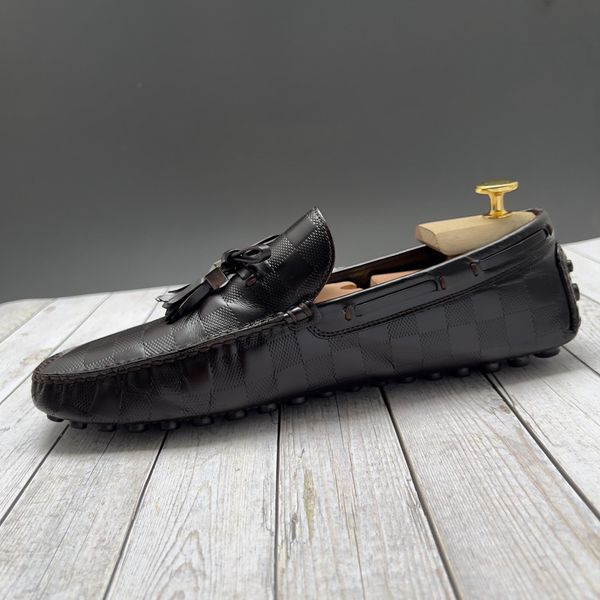 Damier Infini Tasseled Moccasin Brown Leather