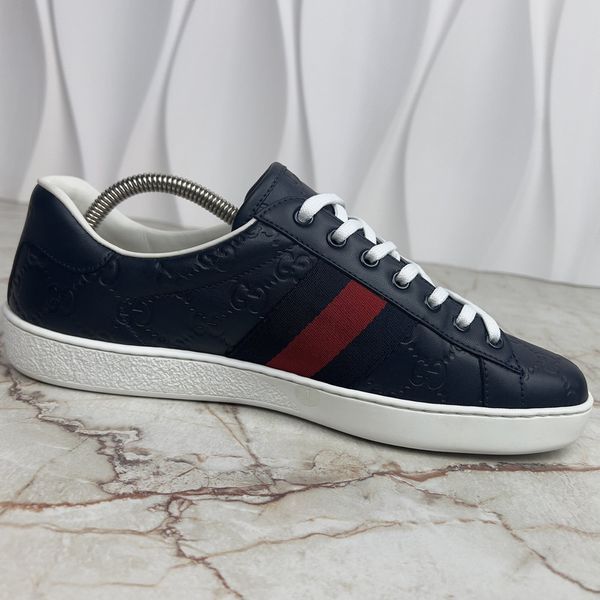 Ace Web GG Monogram Sneakers Blue Leather