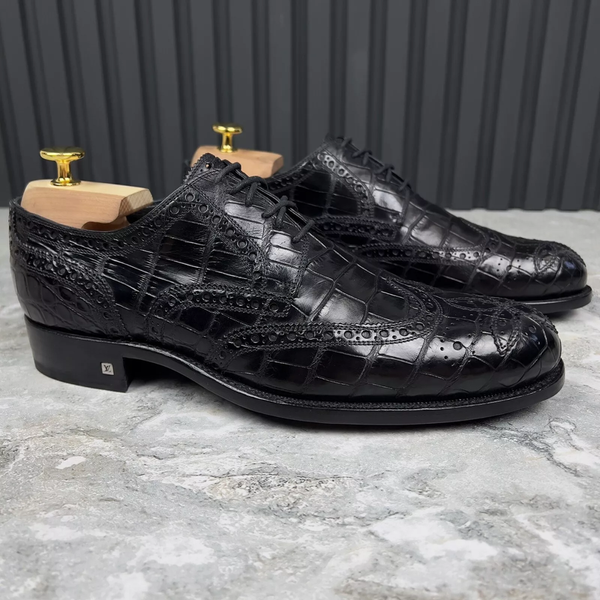Derby Wingtip Crocodile Black Leather