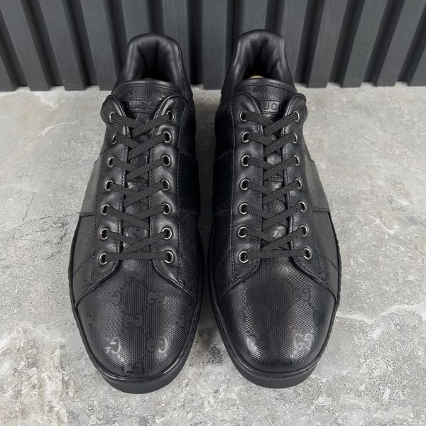 Vimtage Ace Web Sneakers GG Imprim&eacute; Signature Black Leather