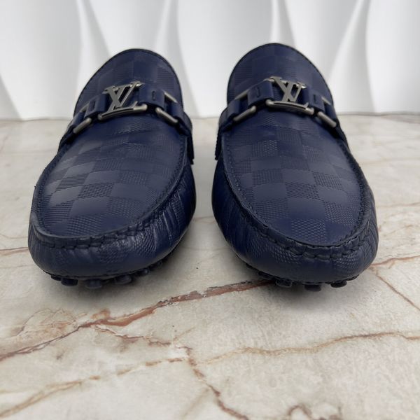 Louis Vuitton Hockenheim Damier Infini мокасини сині шкіряні 3878 фото