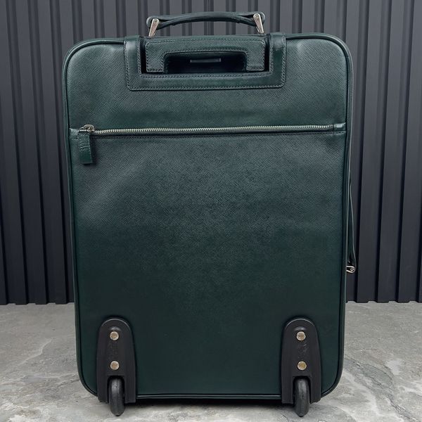 Suitcase Wheeled Carry-On Green Saffiano Leather 25"