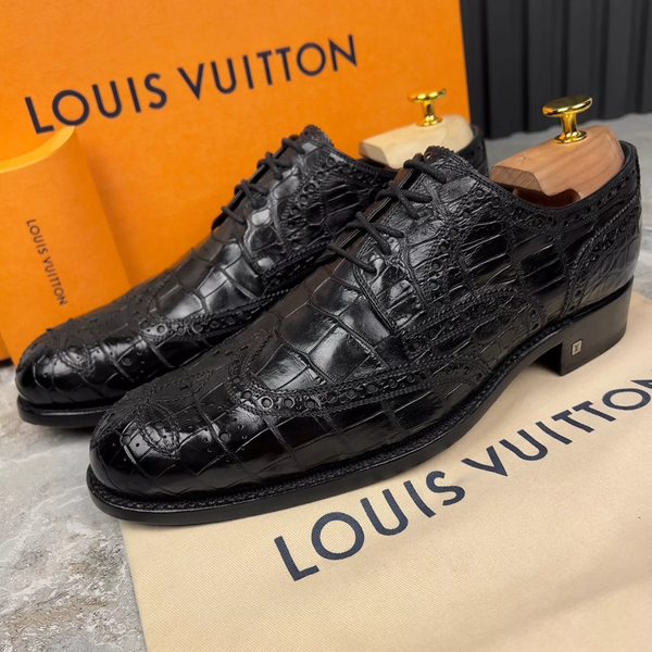 Derby Wingtip Crocodile Black Leather
