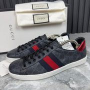 Gucci Ace Monogram Gray Leather Sneakers