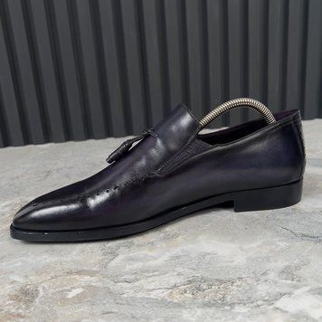 Dress Shoes Loafers Tasseled Purple Leather