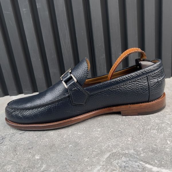 Major Loafers Blue Navy Grained Leather