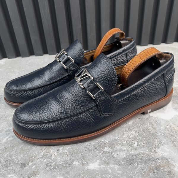 Major Loafers Blue Navy Grained Leather