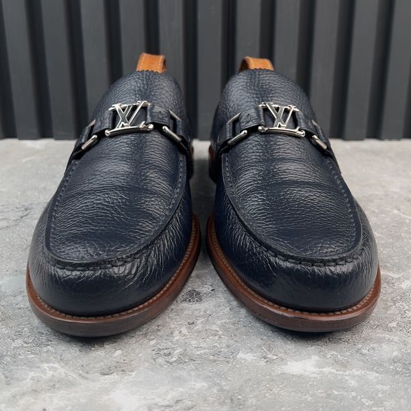 Major Loafers Blue Navy Grained Leather