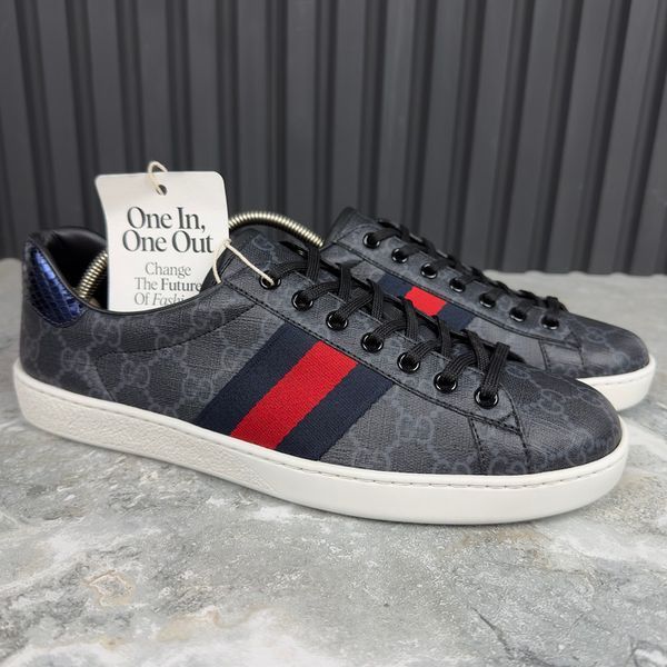 Gucci Ace Monogram Gray Leather Sneakers