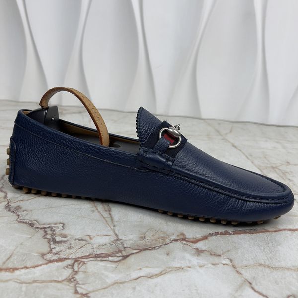 Horsebit Web Driving Moccasin Blue Grain Leather