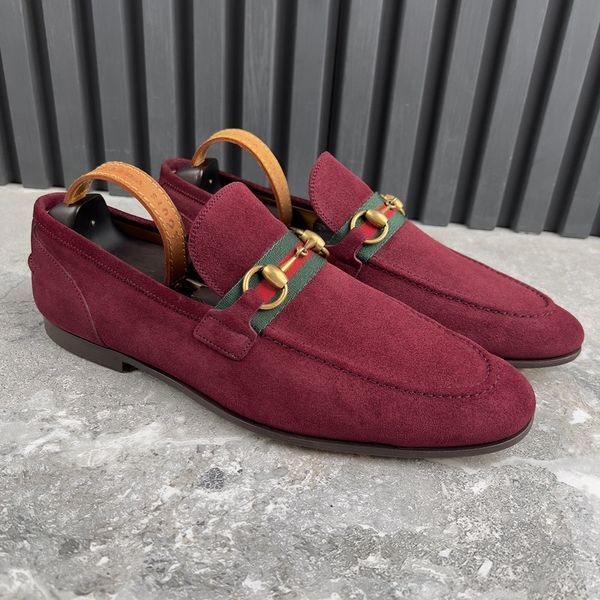 Jordaan Web Horsebit Loafers Burgundy Suede