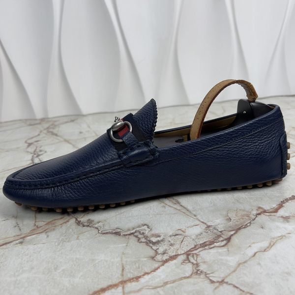 Horsebit Web Driving Moccasin Blue Grain Leather