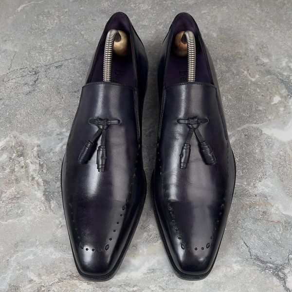 Dress Shoes Loafers Tasseled Purple Leather