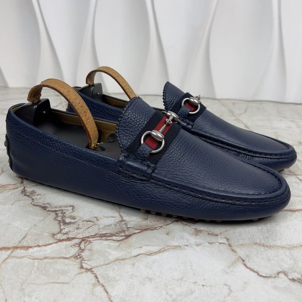Horsebit Web Driving Moccasin Blue Grain Leather
