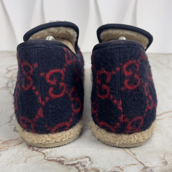 Fria Horsebit Monogram GG лофери сині вовняні з хутром 2486 фото