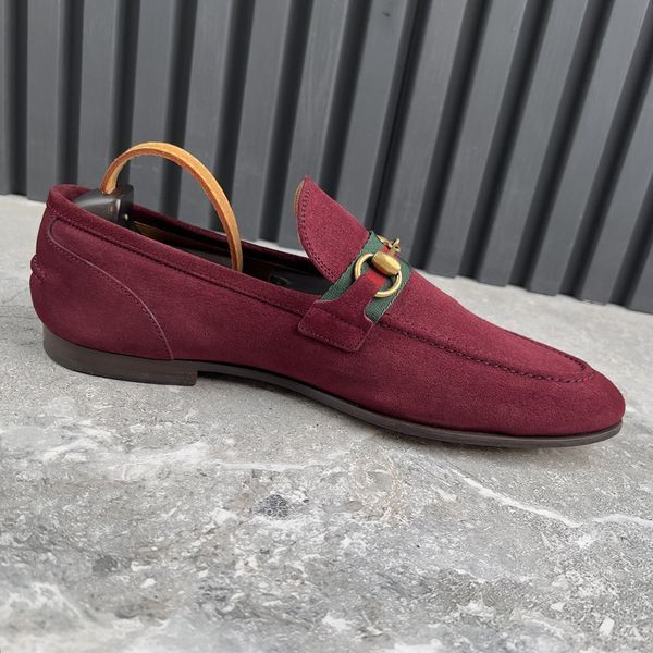 Jordaan Web Horsebit Loafers Burgundy Suede
