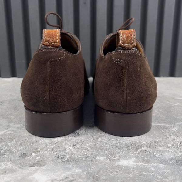 Asquith Dress Shoes Oxford Brogue Cap Toe Medalion Perforated Brown Suede