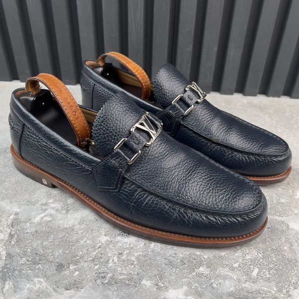 Major Loafers Blue Navy Grained Leather