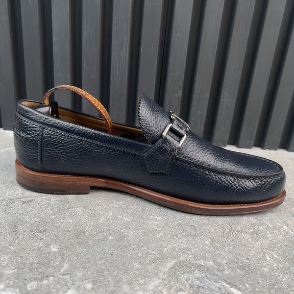 Major Loafers Blue Navy Grained Leather