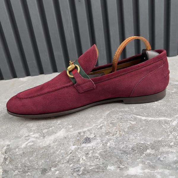 Jordaan Web Horsebit Loafers Burgundy Suede
