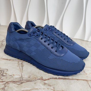 Run Away Sneakers Damier Blue Knit Fabric Leather