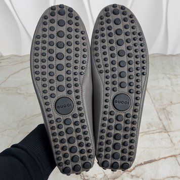 Gucci Penny Diamond Logo Moccasin Gray Leather
