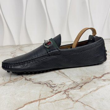Web Horsebit Moccasins Black Grained Leather