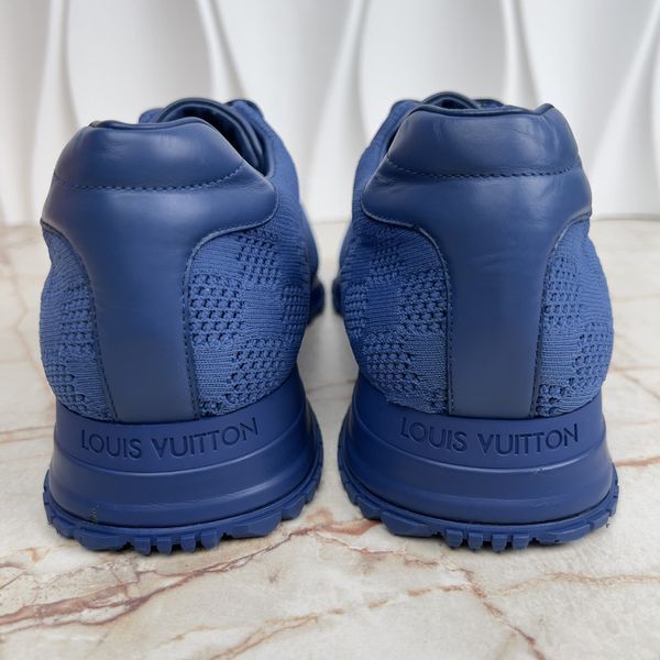 Run Away Sneakers Damier Blue Knit Fabric Leather