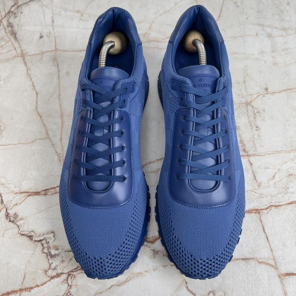 Run Away Sneakers Damier Blue Knit Fabric Leather