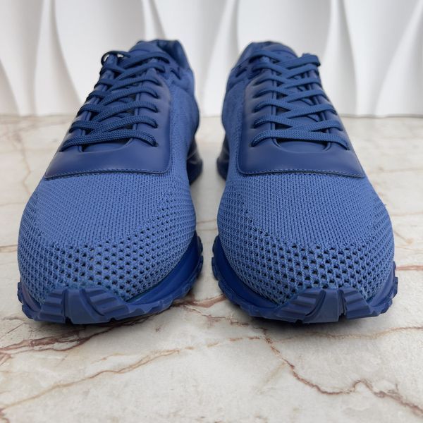 Run Away Sneakers Damier Blue Knit Fabric Leather