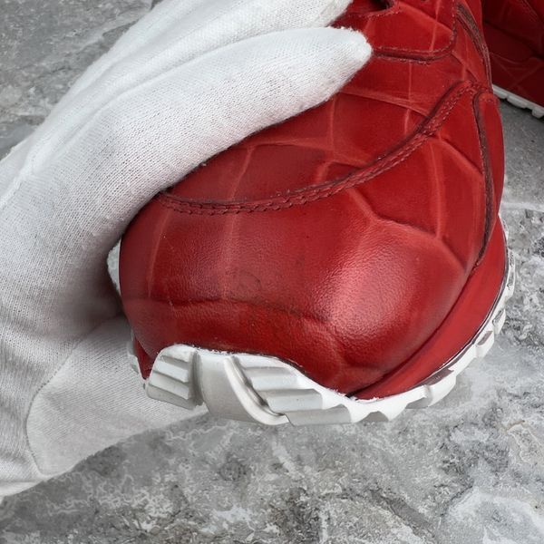 Run Away Sneakers Red Pattern Crocodile Leather