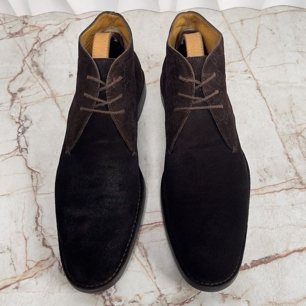 Ankle Boots GG Monogram Embossed Brown Suede