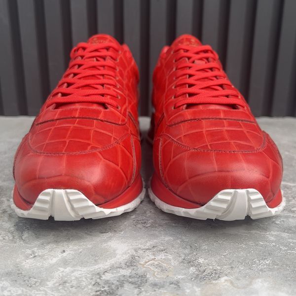 Run Away Sneakers Red Pattern Crocodile Leather