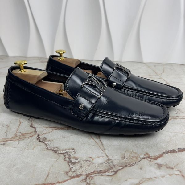 Monte Carlo LV Logo Moccasins Blue Leather